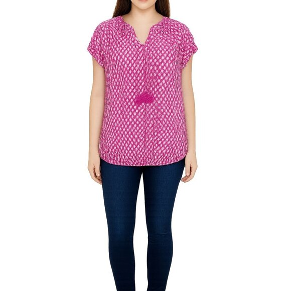 Blouse St John's Bay Tunic Top Shirt Cap Sleeves Women's WOMAN'S Large Petite - Picture 1 of 11